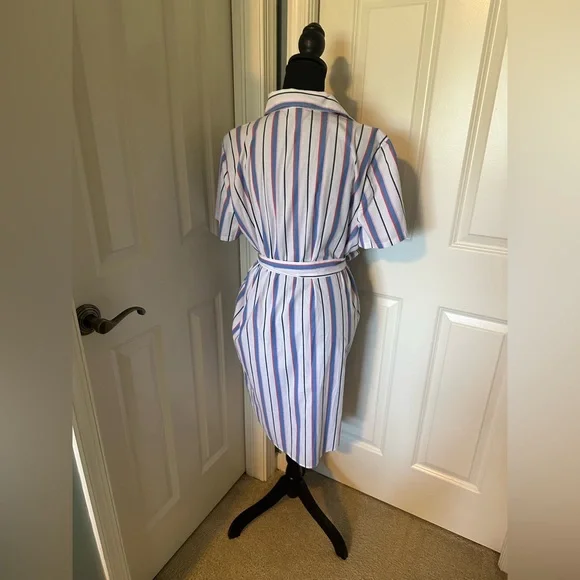 NWT J. Crew Factory Short Sleeved Striped Shirt Dress with pockets! - Picture 5 of 6